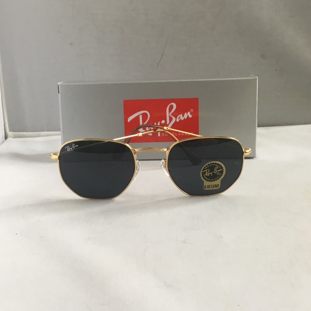 Ray-Ban Gold Frame Black Lens Sunglasses - Men's